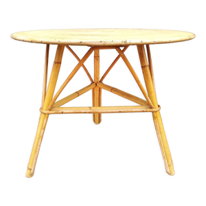 Table d'appoint tripode - rotin