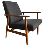 Set of two grey armchairs in kvadrat upholstery by henryk lis, europe, 1960s