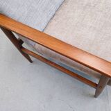Mid Century Easy Chair in warm grey textil.