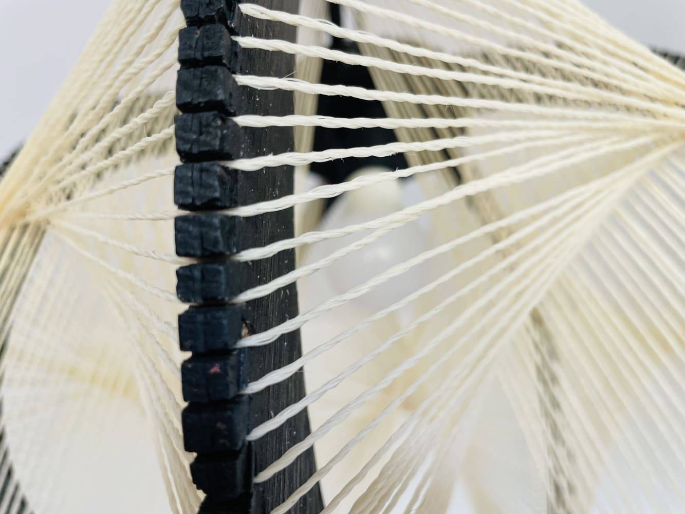 Black painted rustic wooden hanging lamp