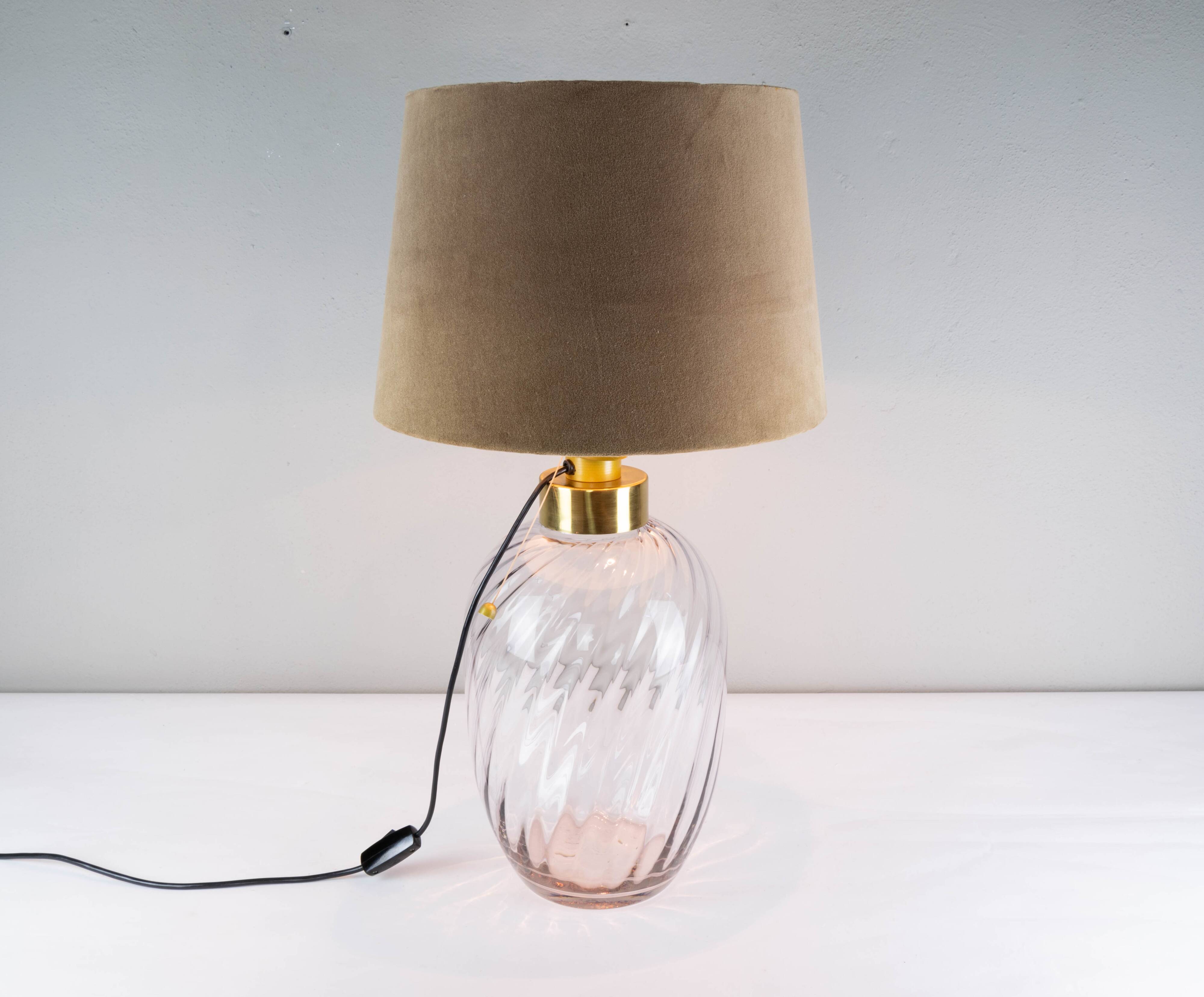 Mid-Century Modern Blown Glass and Brass Table Lamp Lumica Spain, 1970