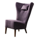 Vintage Mid-Century Scandinavian Modern Oak & Purple Fabric High Back Wing