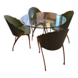 Glass table by designer Bernard Dequet from the 90s