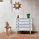 Vintage weekly chest of drawers 1950/1960 - retro - 4 drawers - compass feet - white
