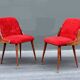 Pair of 1960s chairs in sheepskin and varnished wood