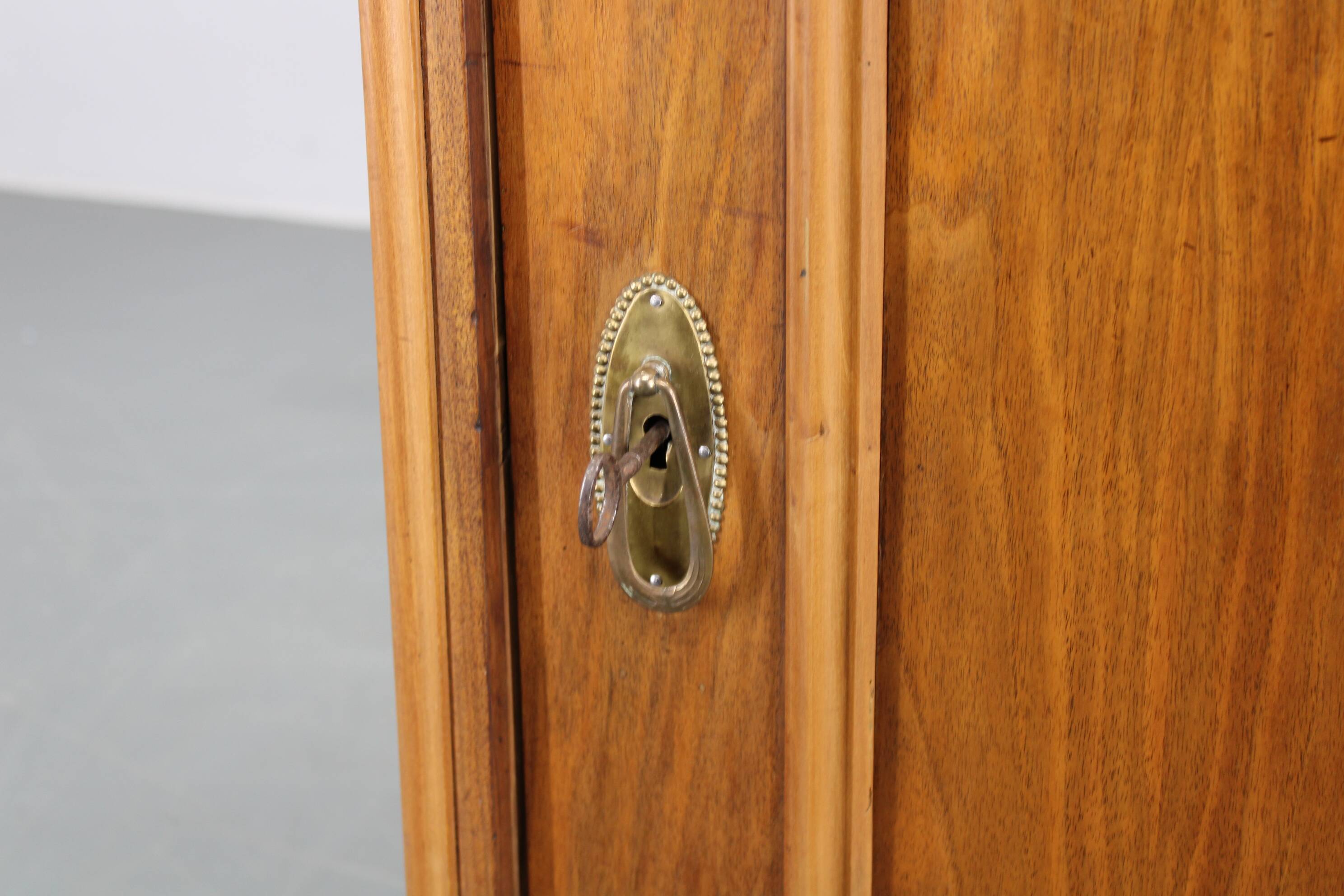 Antique Cabinet in Walnut Finish, Czechoslovakia