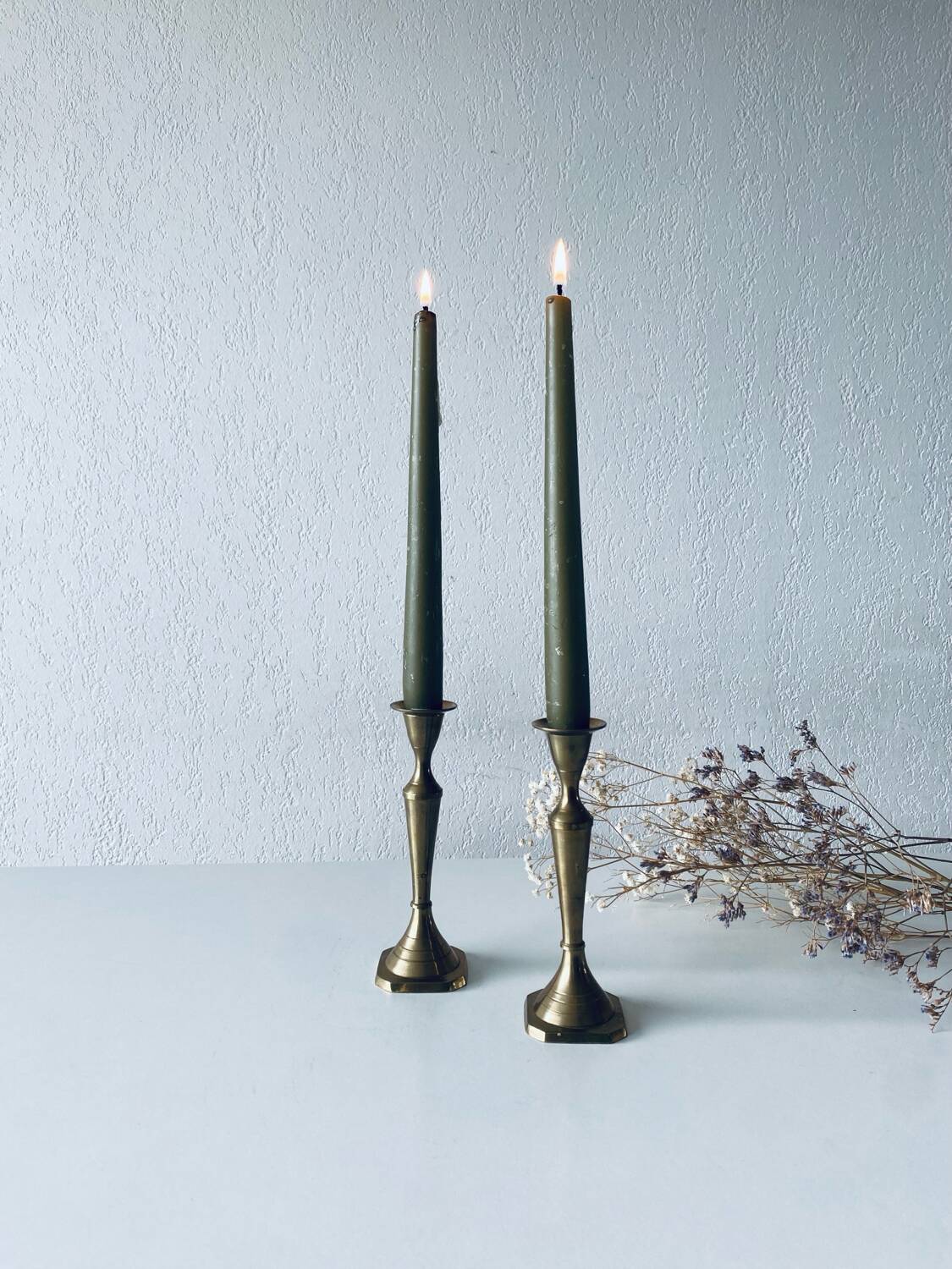 Pair of Indian brass candlesticks
