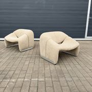 2x Artifort Groovy F598 Pierre Paulin, Pierre Frey: Chenille Igor (Sable)