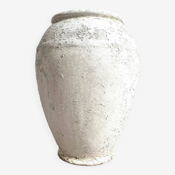 Planter, small whitewashed concrete pot, 1950s