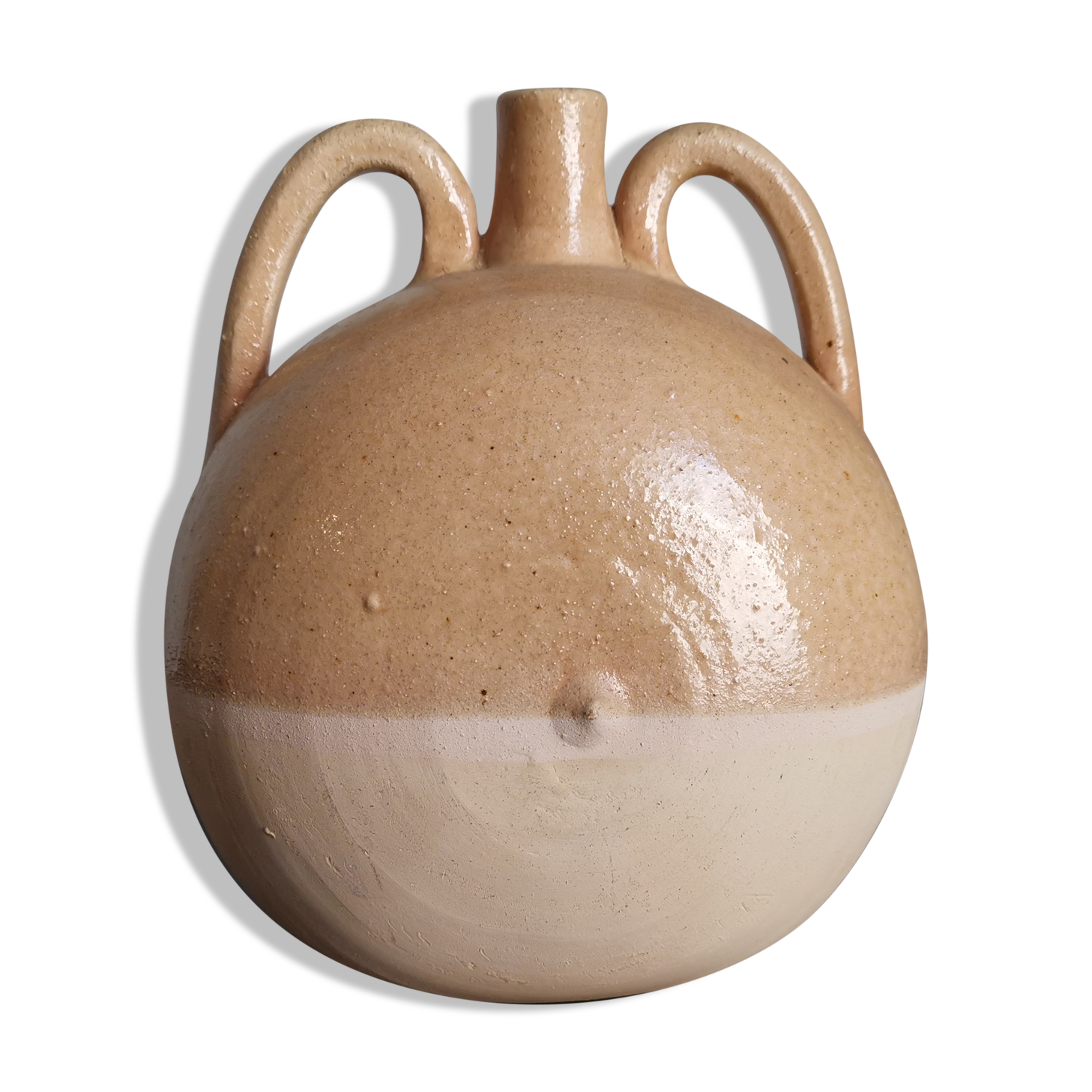 French soliflore vase in enamelled sandstone / signature / French ceramics / artisanal work