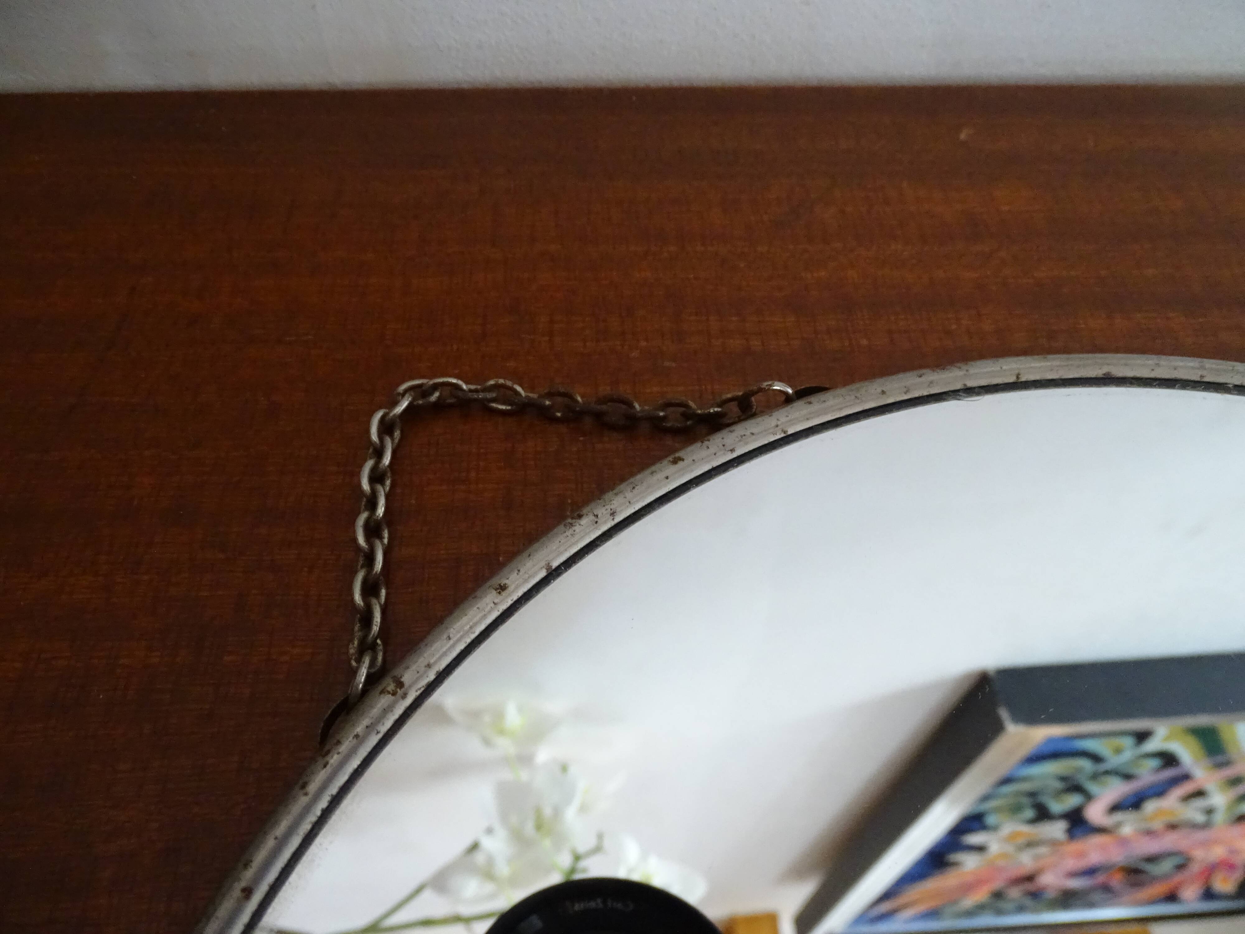 Round barber mirror 28.5 cm vintage 1960