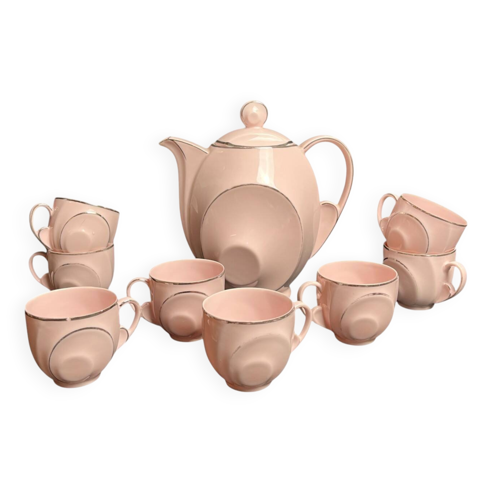 Art Deco, Epiag pink porcelain coffee service circa 1930
