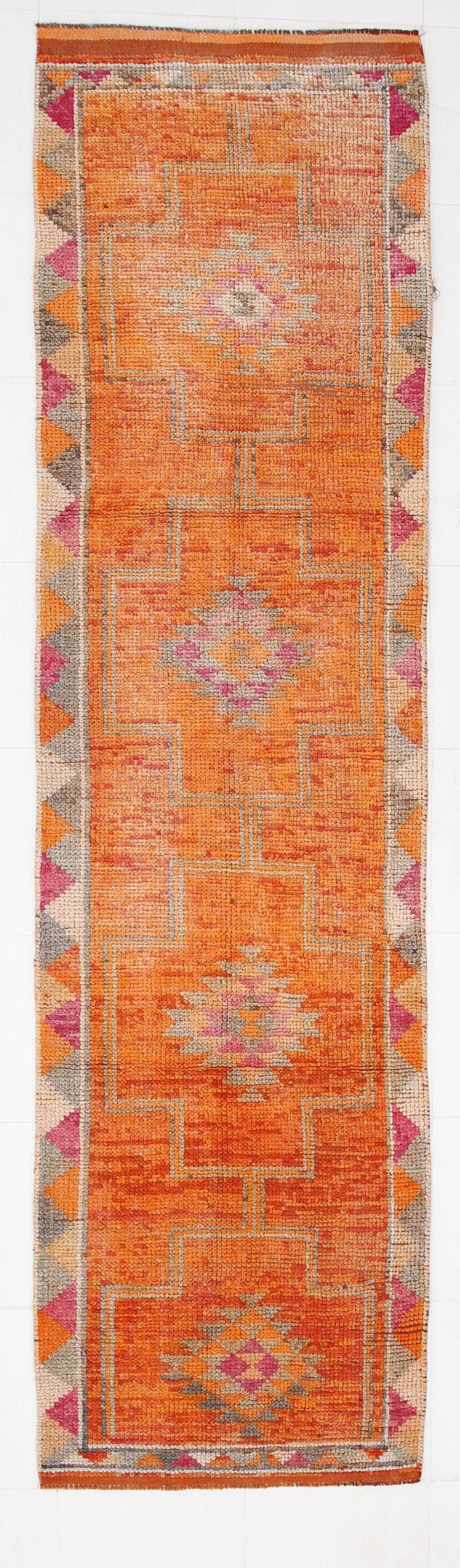 3x10 Pumpink Orange Vintage Runner Rug, 85x318Cm SK 22939