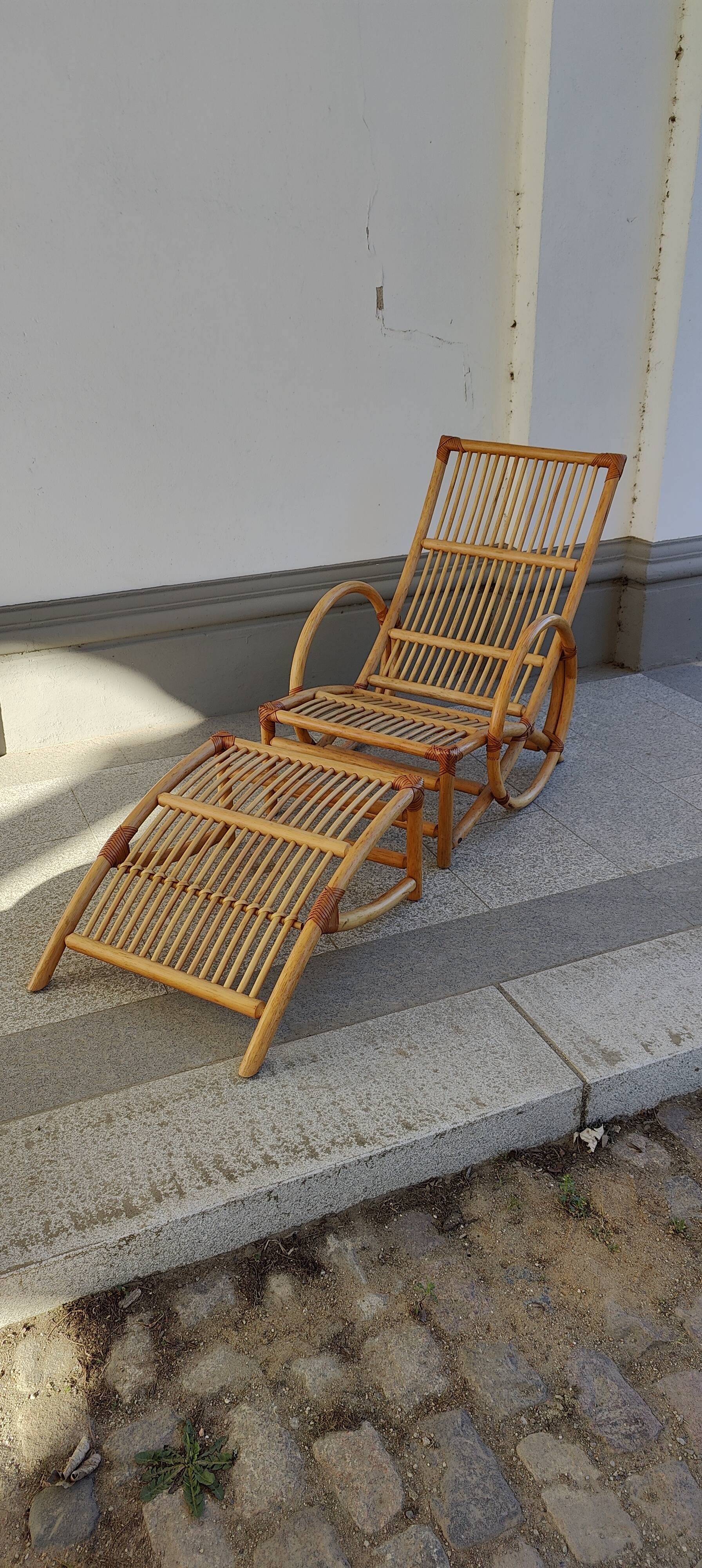 bamboo chair and footstool