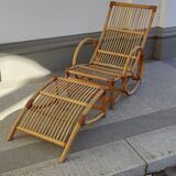 Fauteuil et repose-pieds en bambou