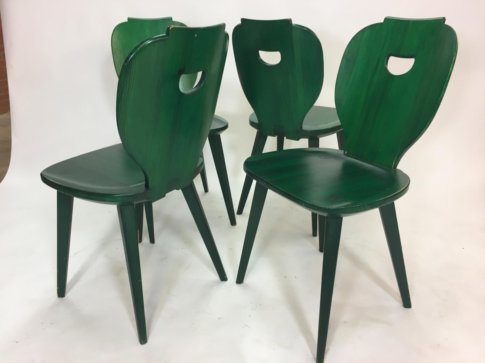Set of 4 chairs mid-century pine by Carl Malmsten for Svensk as Sweden
