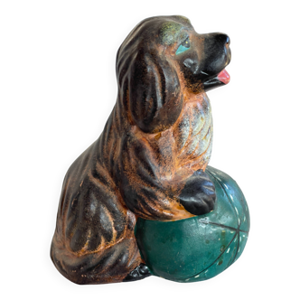 "Polychrome terracotta Staffordshire Cavalier King Charles dog, late 19th century"