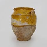 Magnifique pot à confit jaune vernissé, sud ouest de la France. XIXème