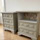 Pair of revamped clay green bedside tables