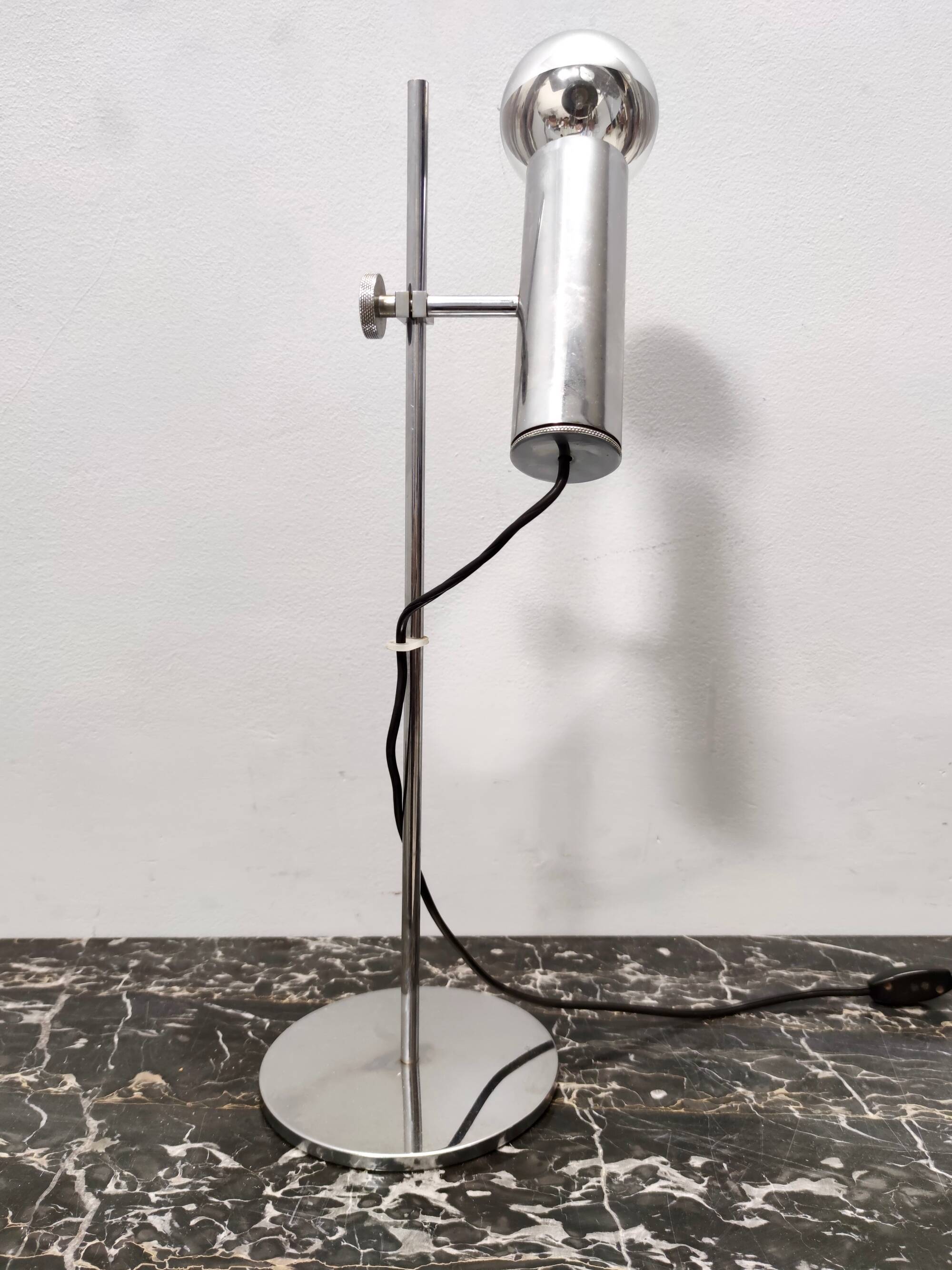 Chrome-Plated Brass Desk Lamp attr. to Giuseppe Ostuni for O-Luce, Italy