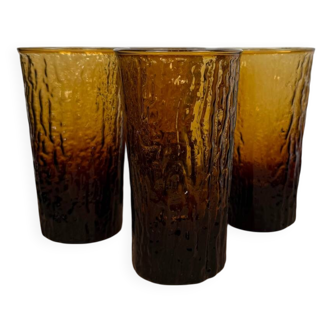 Lot de 4 verres ambrés effet écorce d'arbre Style geoffrey