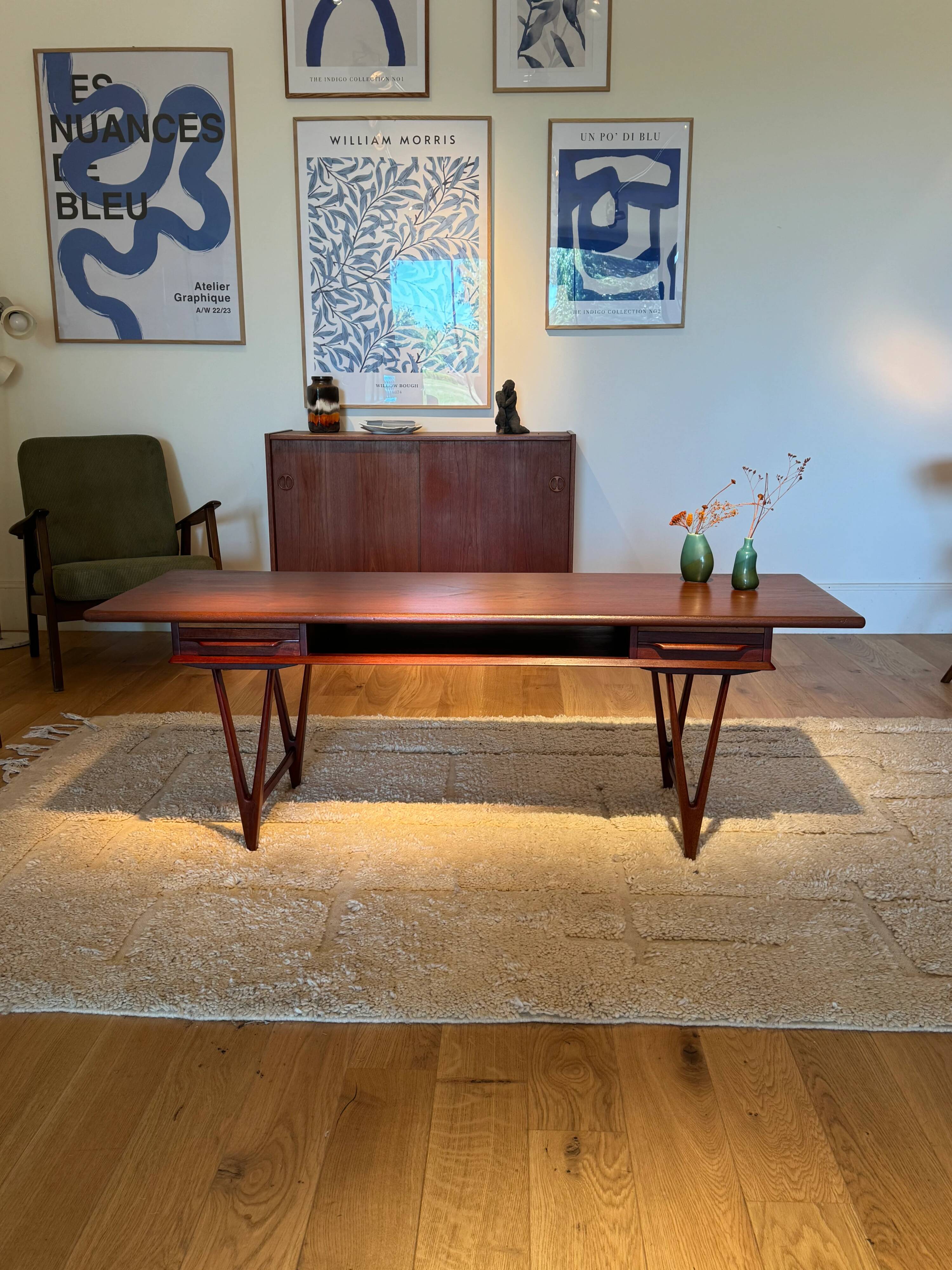 Vintage Danish teak coffee table by E.W. Bach for Toften Møbelfabrik