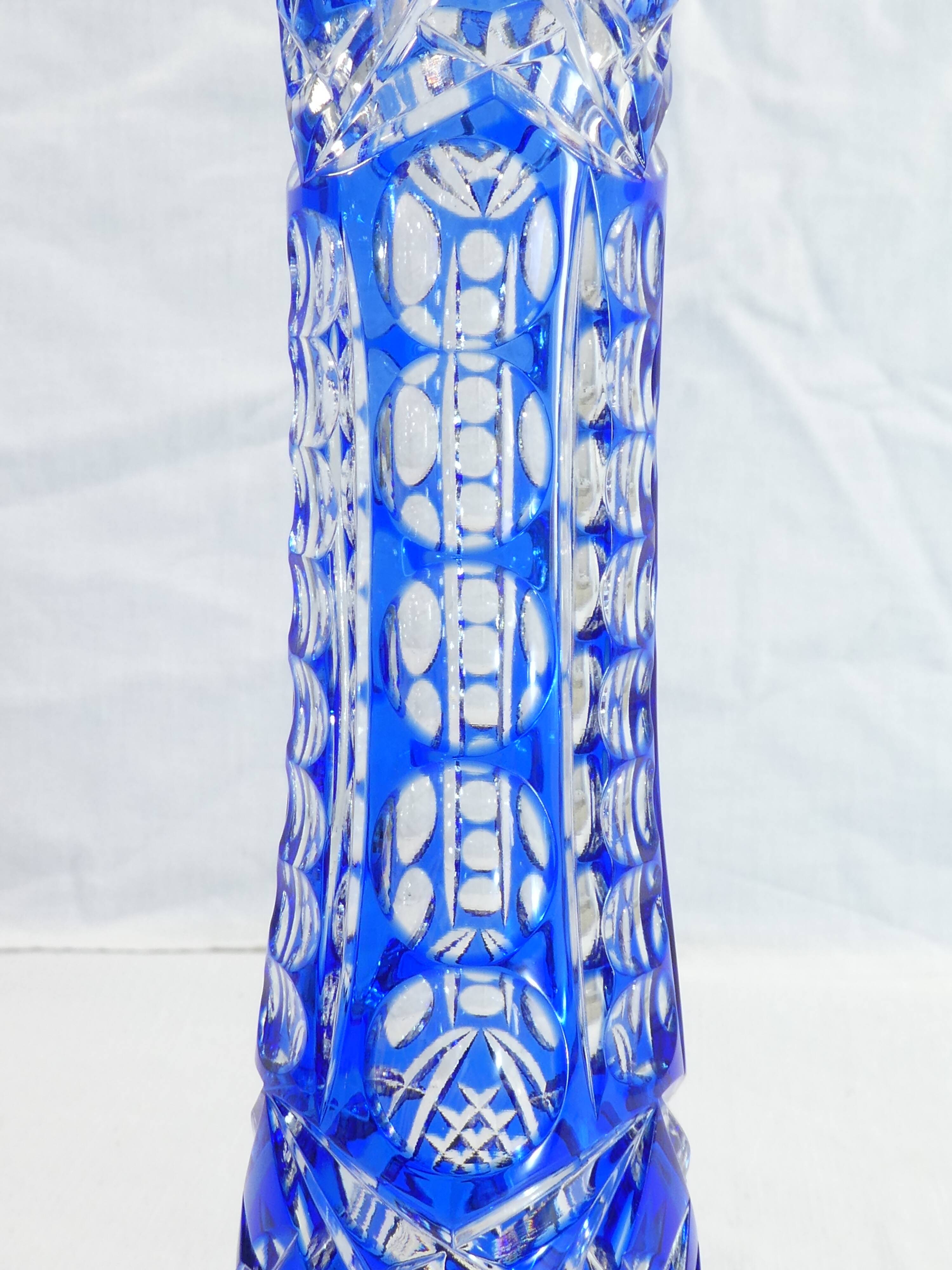 Crystal blue crystal vase from