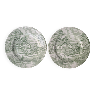 2 flat plates Lunéville English Style "Copperfield"