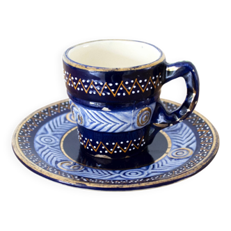 Tasse à café Henriot Quimper originale, design bleu vintage des années 1950