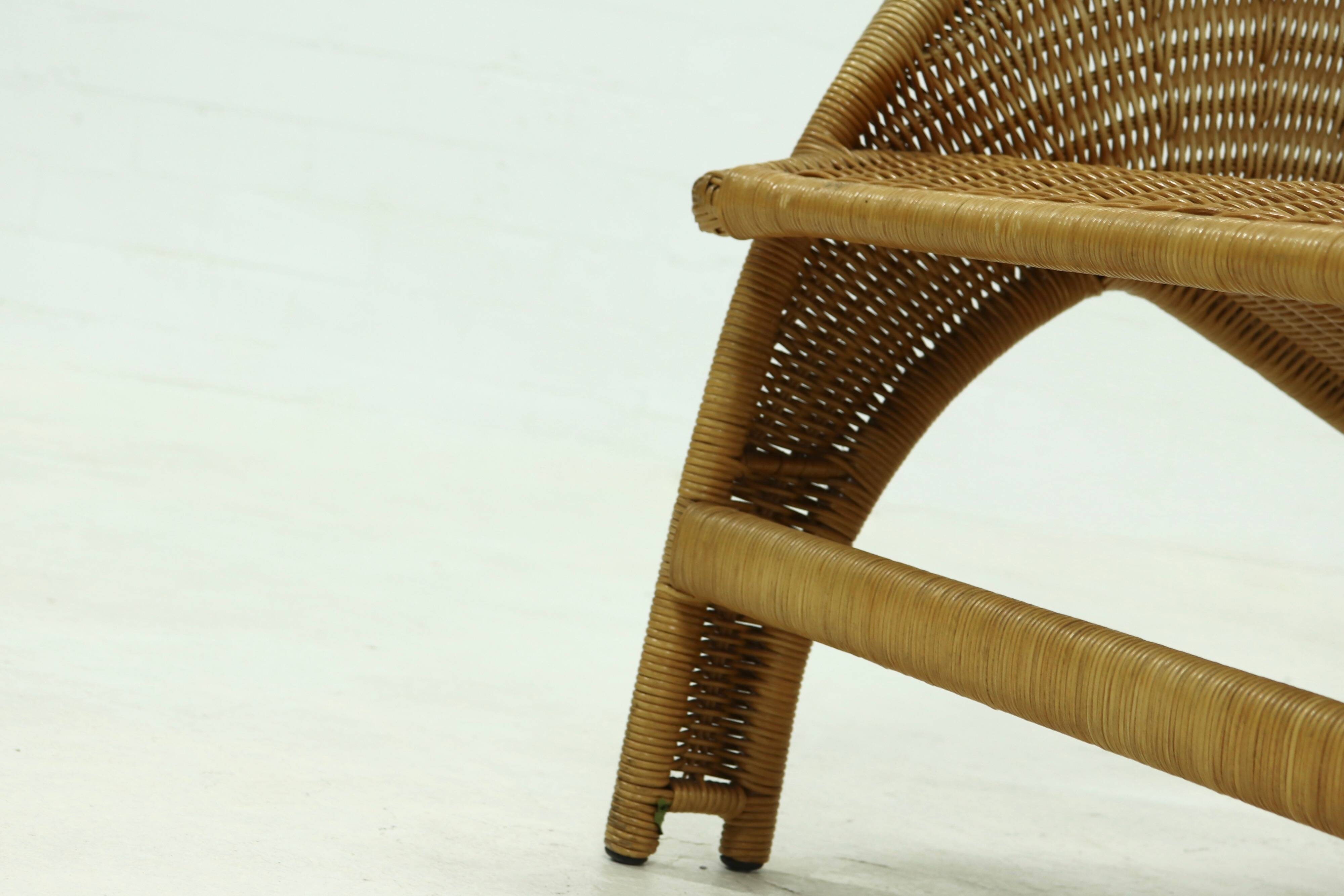 Mid Century Rattan Lounge Chair 1970s