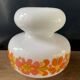 White opaline pendant light with floral decor from the 60s and 70s