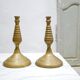 Pair of vintage candle holders in golden brass