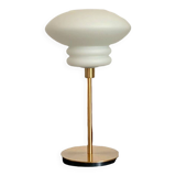 Table lamp made with an old white globe in matt opaline
