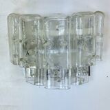 Vistosi manner, set of four clear murano glass elements sconces. Italy 1970s