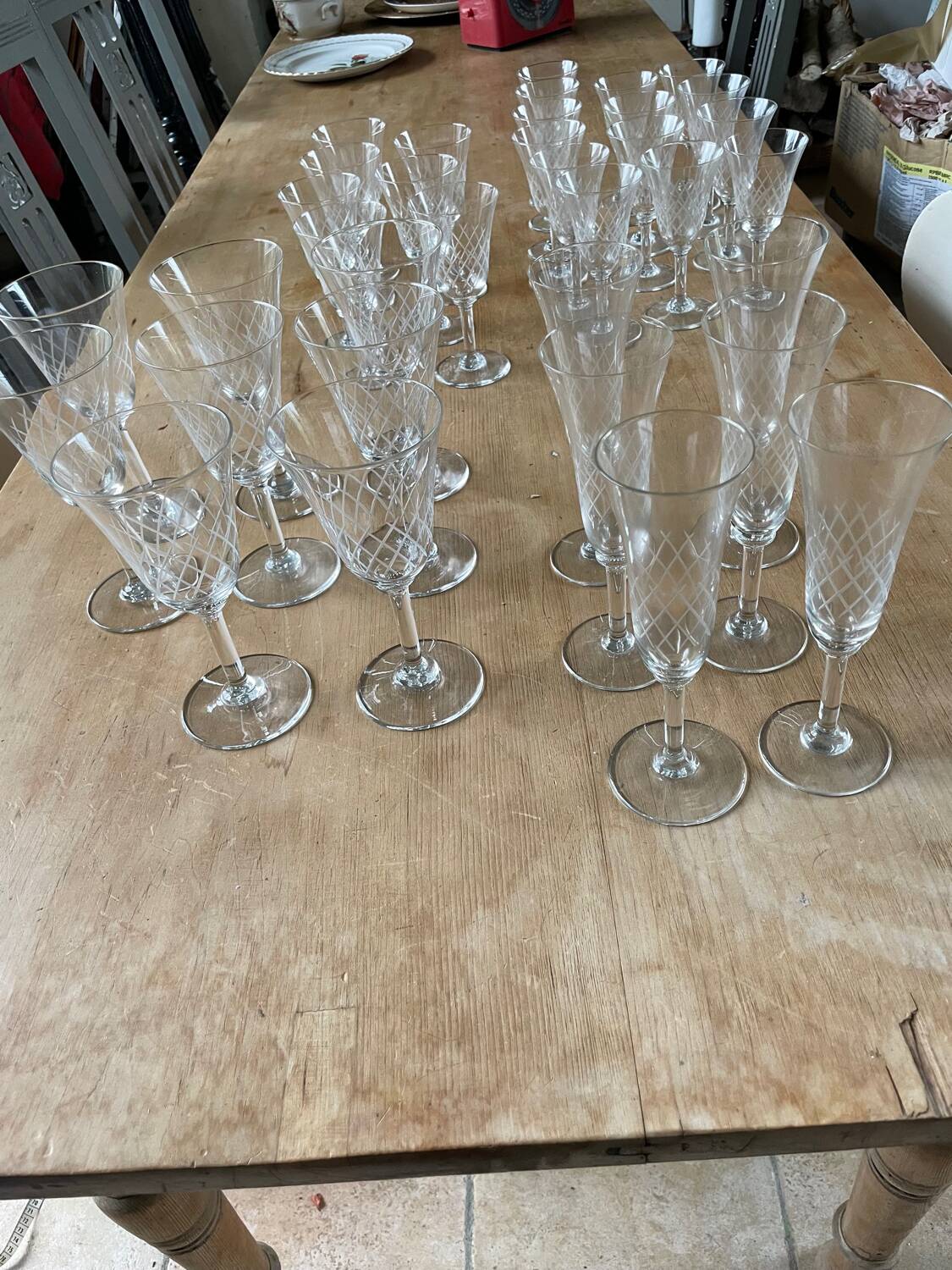 Set of 37 crystal glasses from the 50s