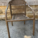 Small children's chair in beige scoubidou.