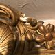 Large antique mirror with flagship shell in wood and gilded stucco