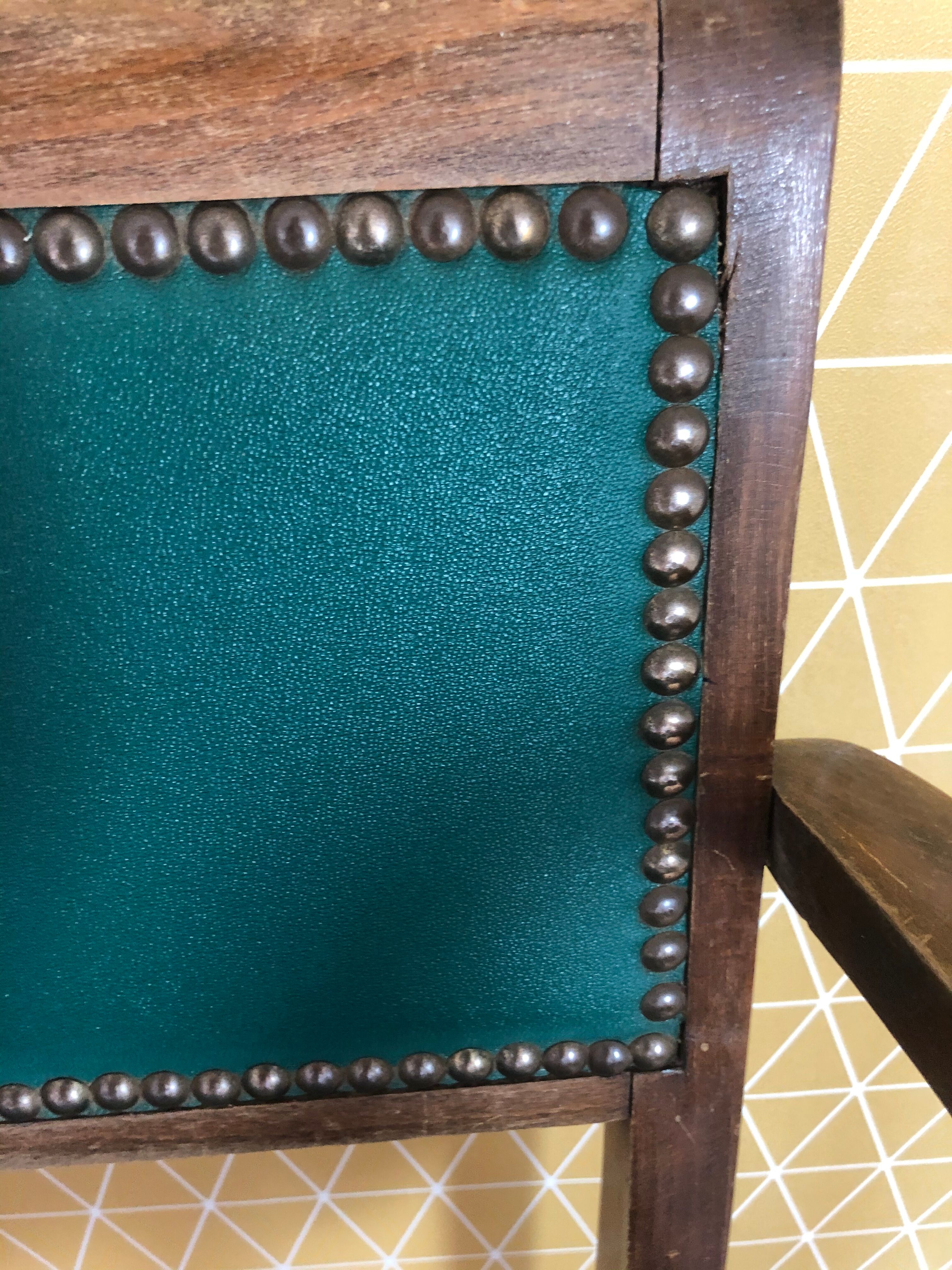 Fauteuil bridge vert années 50