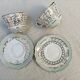 Duo of tea cups and saucers Limoges Lucien Michelaud - Green porcelain