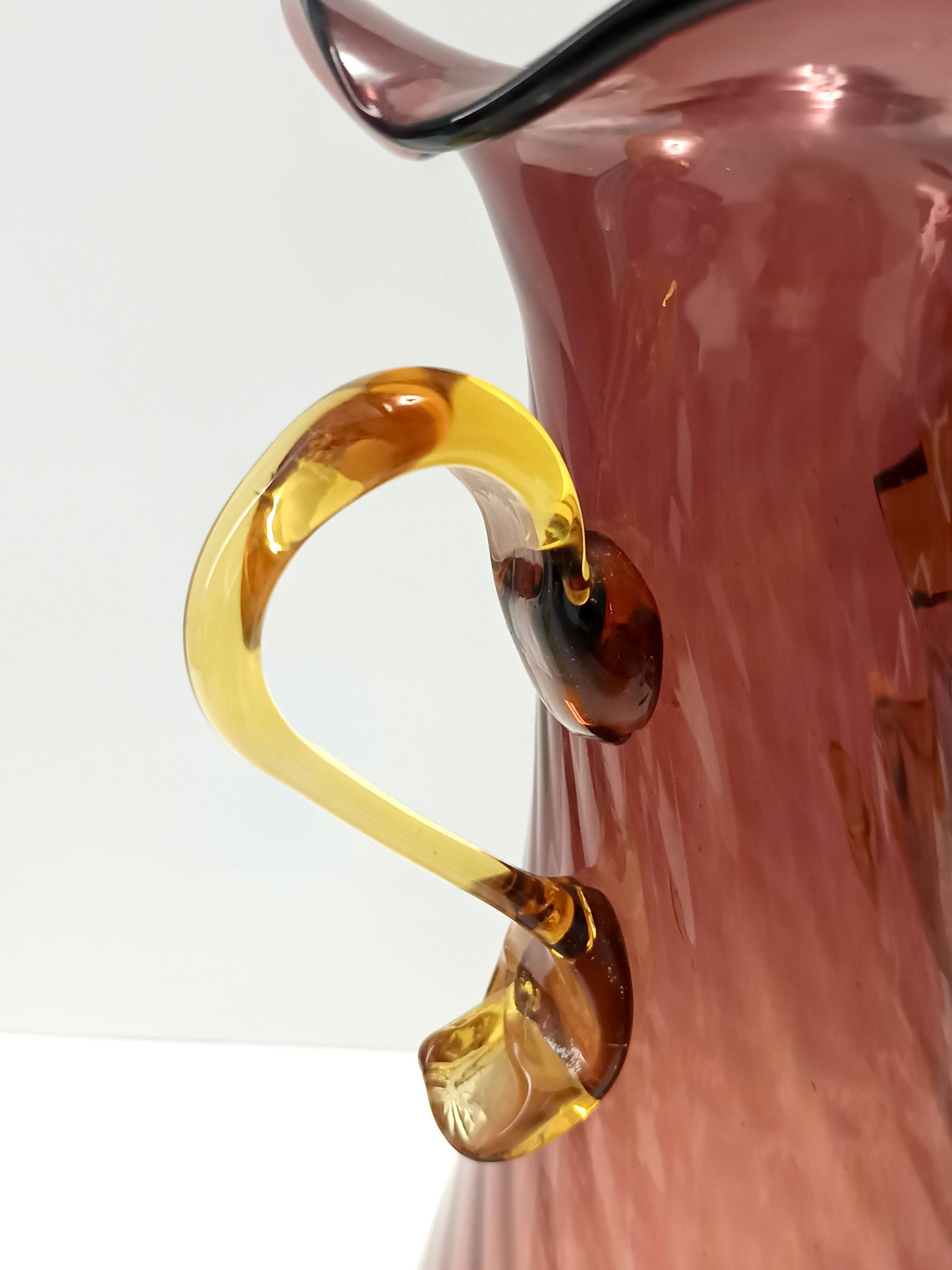 Brown and Yellow Murano Glass Amphora Vase by Fratelli Toso, Italy