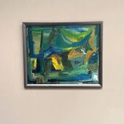 Original Mid Century Swedish Oil On Panel – “Abstract Motif” By Wilma Roos – Dated 1959 – Vintage & Framed