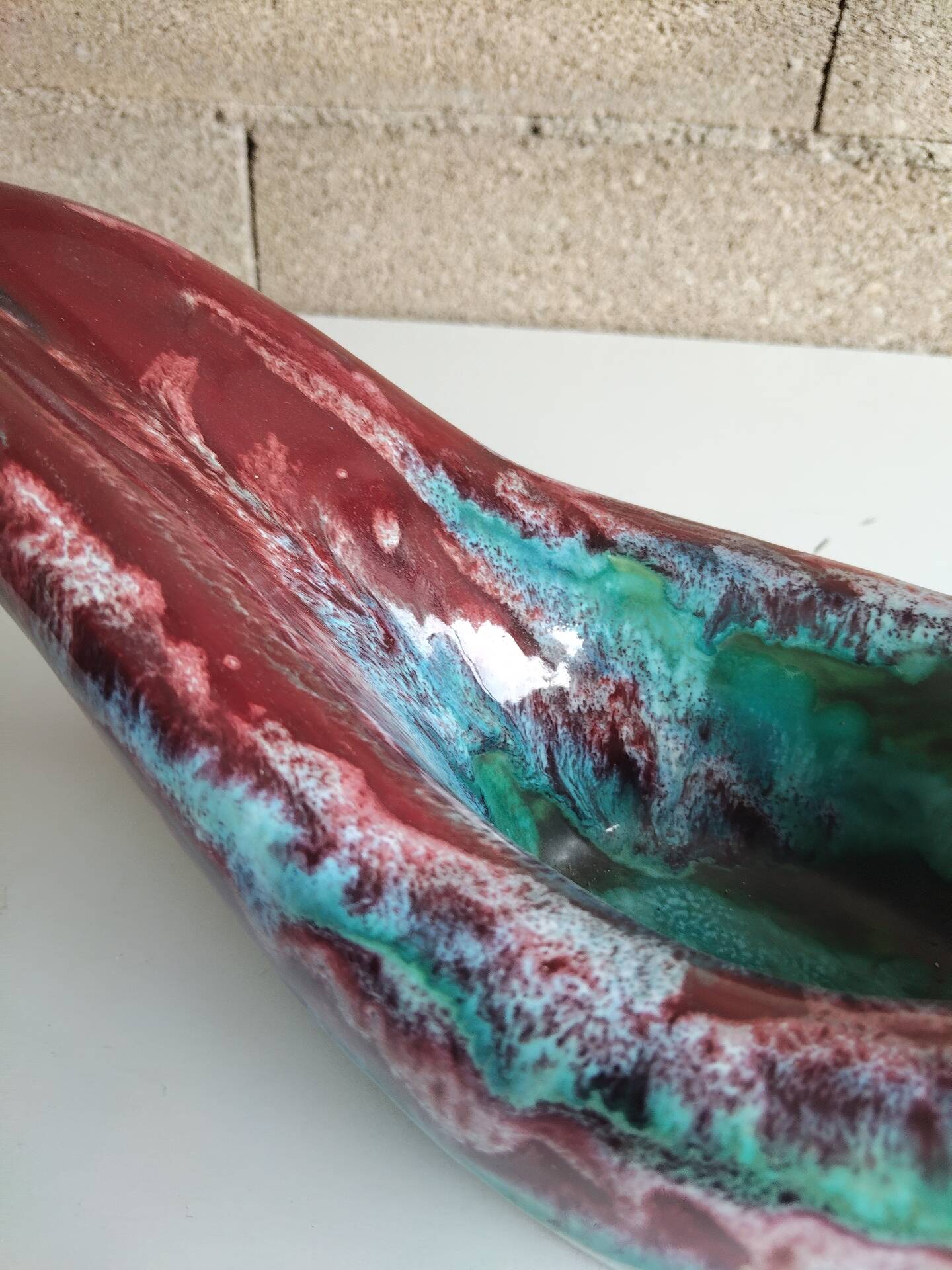 Large sculptural bowl Longwy Tourmalines, France, 1960s