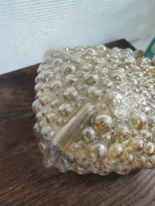 Lampe en verre bullé ambré lampe murale ou lampe à poser