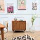 Vintage Scandinavian sideboard with sliding doors
