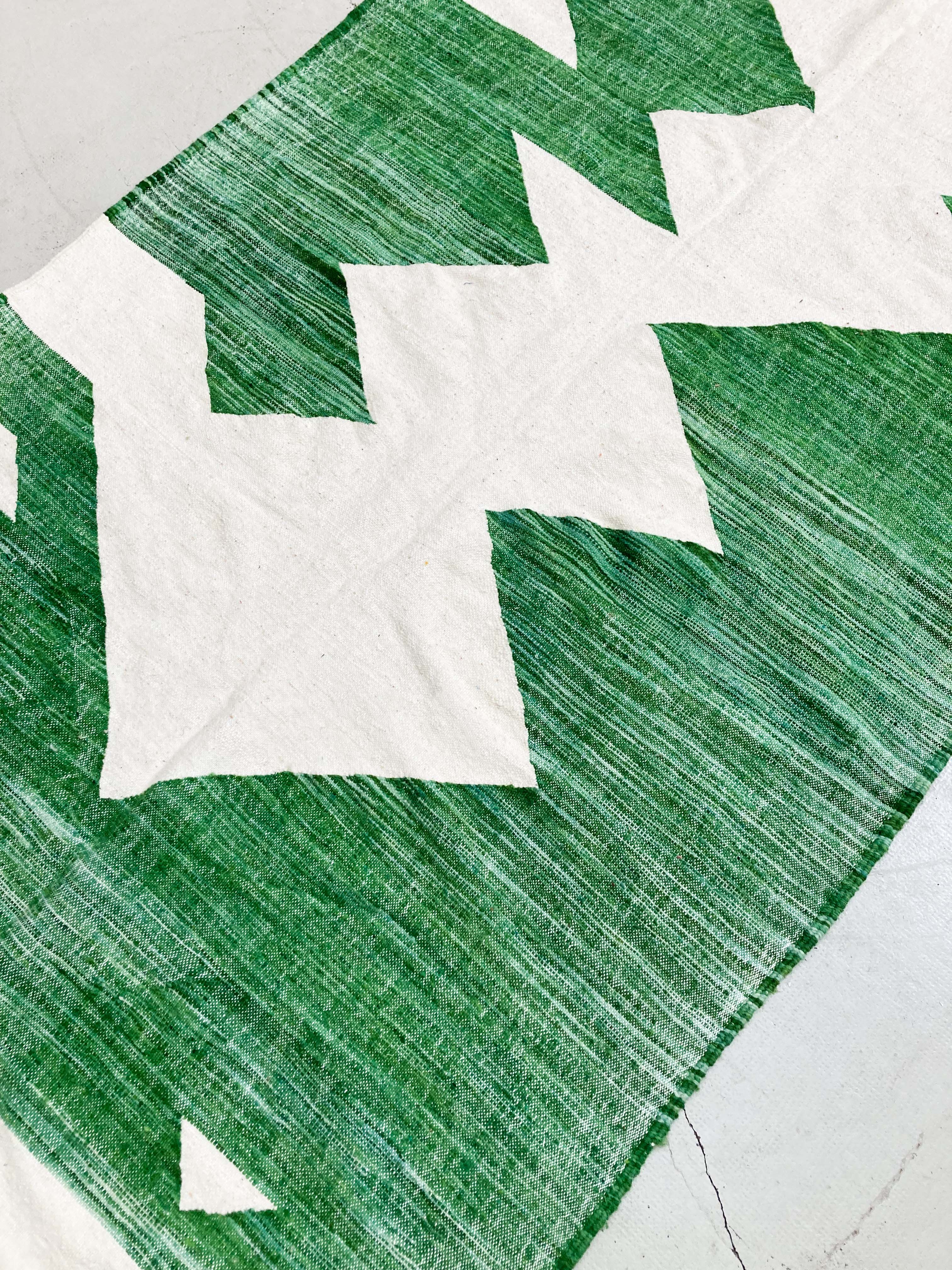 Kilim Moroccan Berber ecru with green patterns 250x142cm