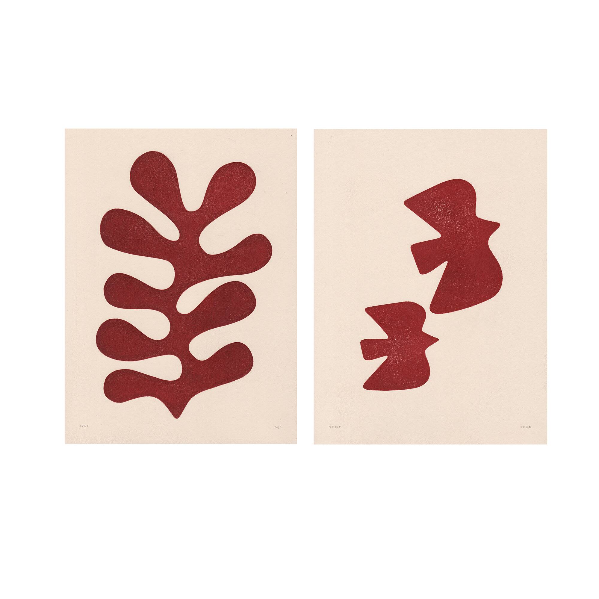 Duo de peintures sur papier signées Eawy