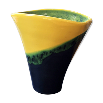 Vase céramique jaune
