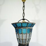Suspension à lumière en verre bleu