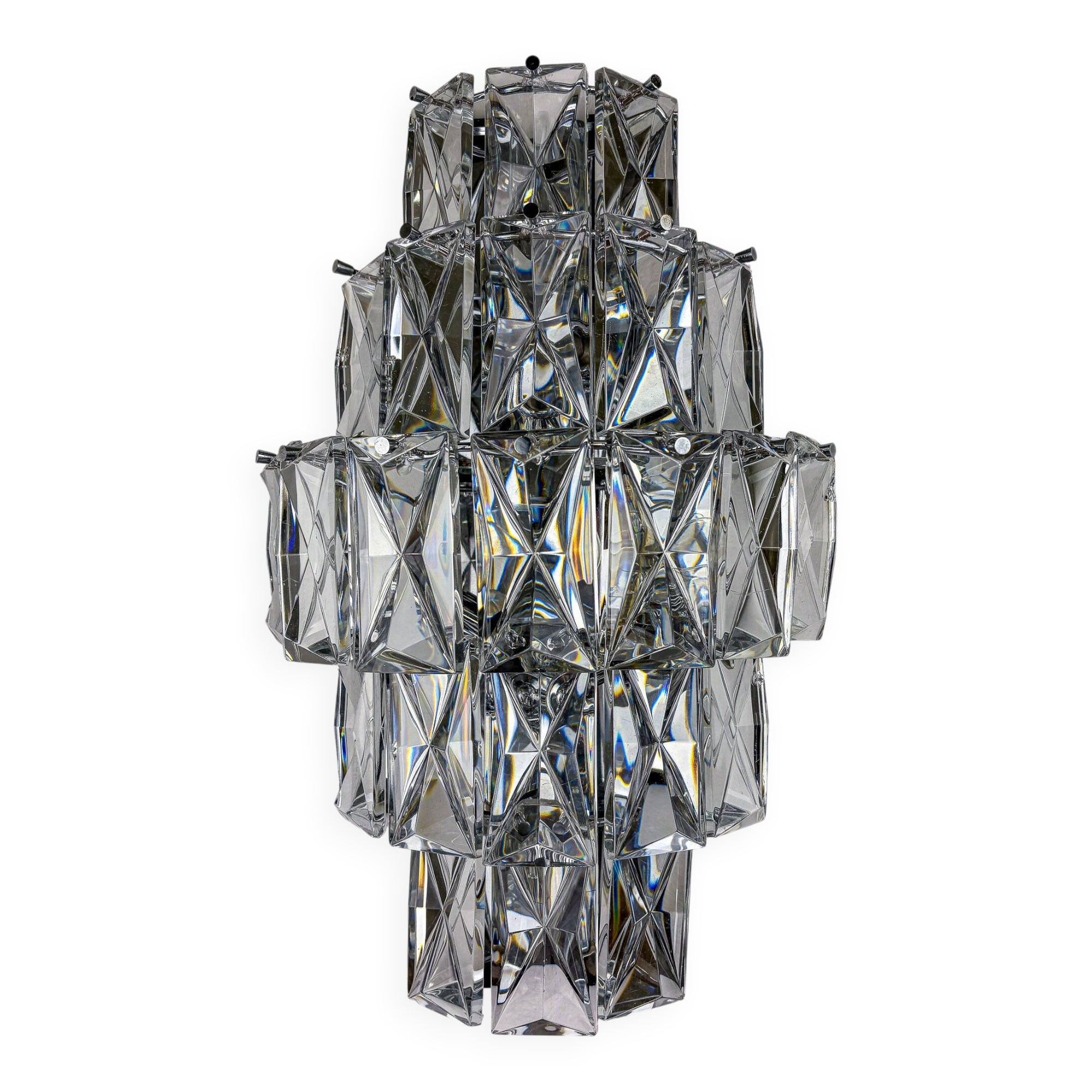 Kinkeldey XL 5-tier cut crystal wall sconce, Germany, 1970s