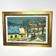 Mid Century Danish Oil on Panel – Winter Landscape – Erik Hilströml
